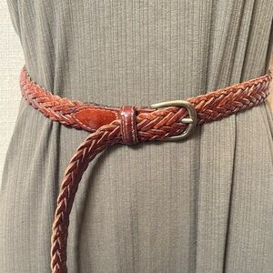 Source Unknown Women’s Braided Buckle Brown Leather Vintage Casual Belt